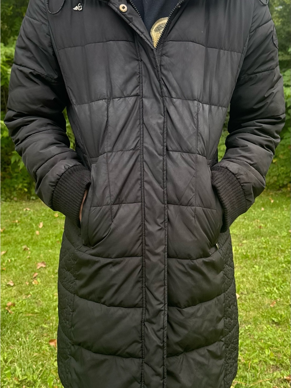 Vintage Esprit Black Quilted Long Puffer Coat